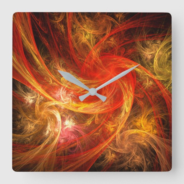 Firestorm Nova Abstract Art Square Square Wall Clock (Front)