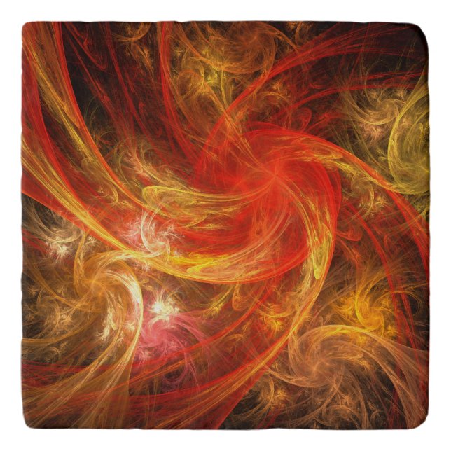 Firestorm Nova Abstract Art Stone Trivet (Front)