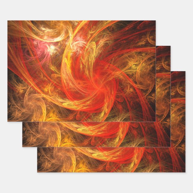 Firestorm Nova Abstract Art Wrapping Paper Sheets (Set)