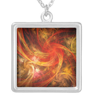 Firestorm Nova Abstract Silver Necklace