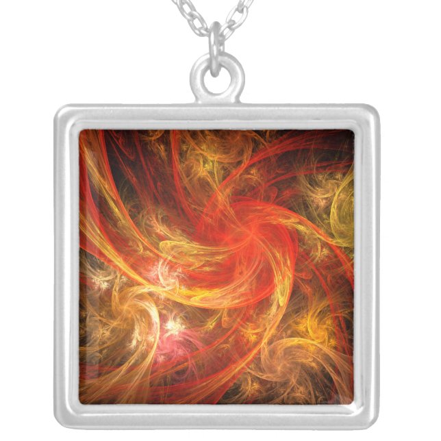 Firestorm Nova Abstract Silver Necklace (Front)