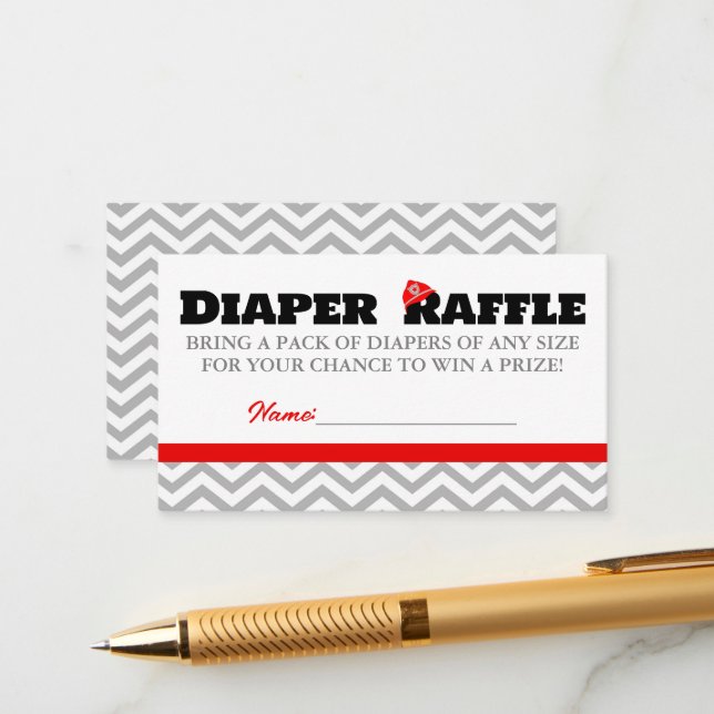 Firetruck Baby Diaper Raffle Insert Cards (Front/Back In Situ)