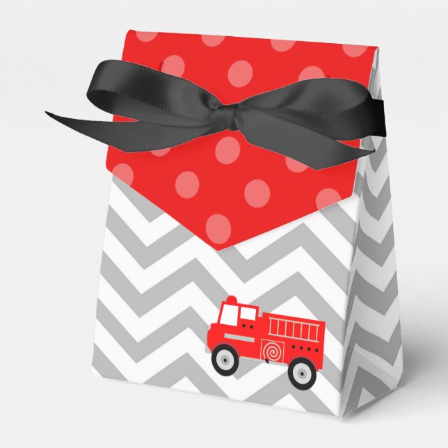 Firetruck Baby Shower Treat Favor Boxes (Front Side)
