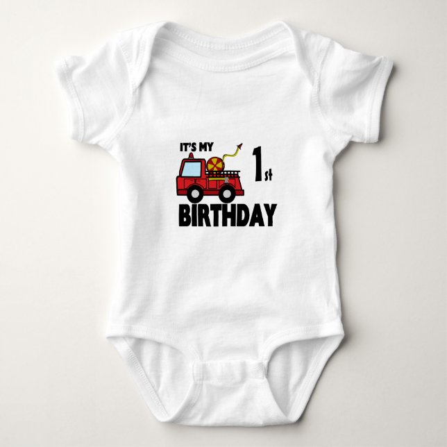 FireTruck Birthday Baby Bodysuit (Front)