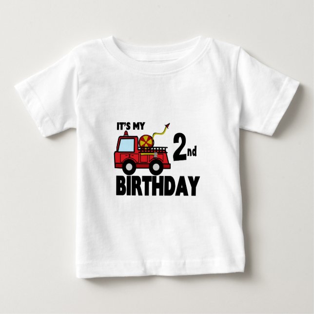 FireTruck Birthday Baby T-Shirt (Front)