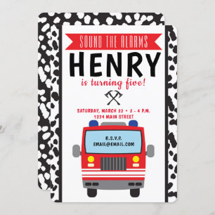 Firetruck Birthday Invitation