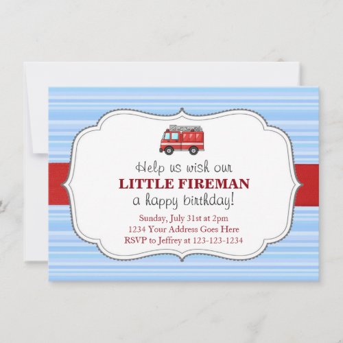 Firetruck Birthday Invitation