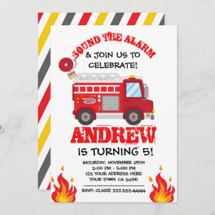 Firetruck Birthday Invitation, Firefighter Invites