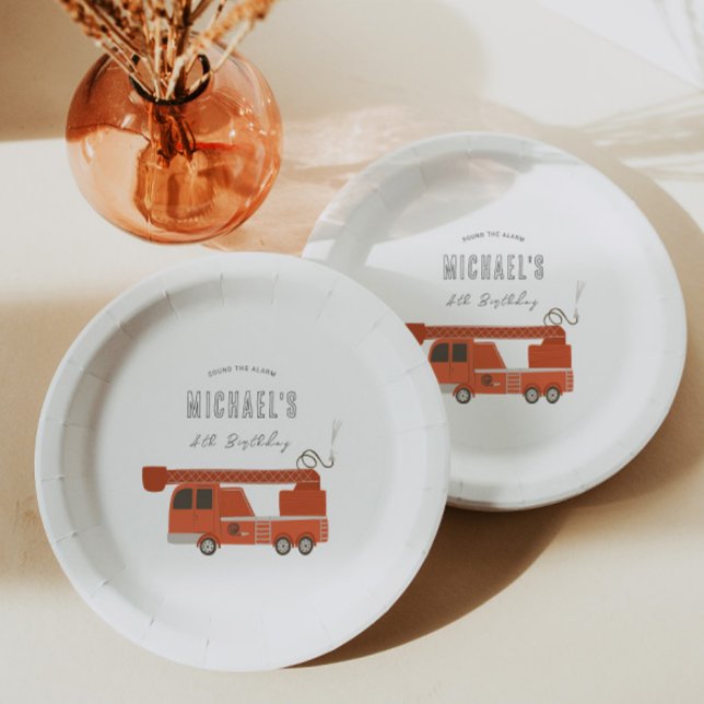 Firetruck Birthday Paper Plates (Creator Uploaded)