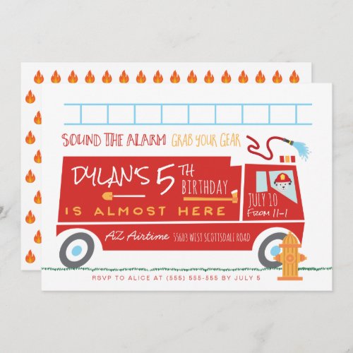 Firetruck Birthday Party Invitation