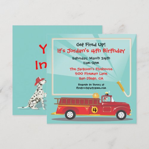 Firetruck Birthday Party Invitation