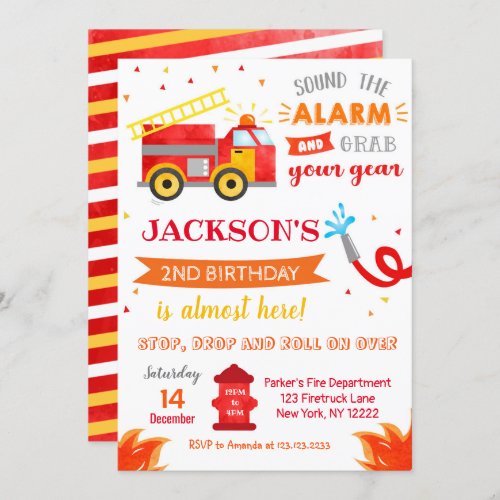 Firetruck Birthday Party invitations