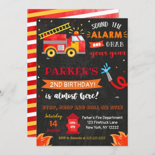 Firetruck Birthday Party invitations