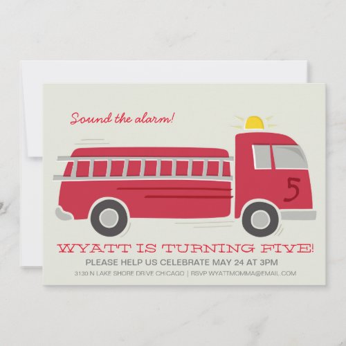 Firetruck Birthday Party Invite