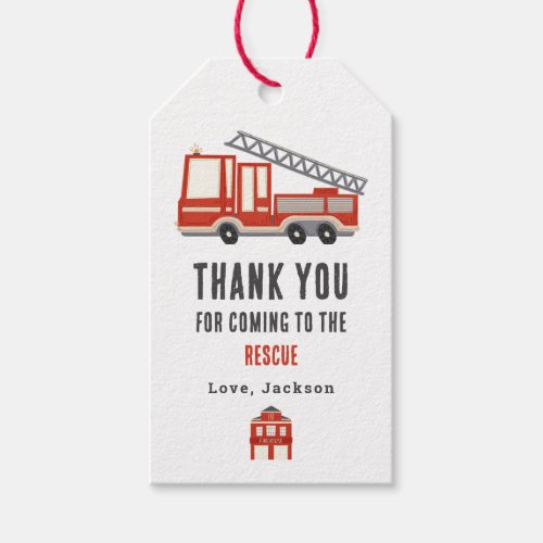Firetruck Birthday Party Thank You Gift Tags