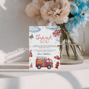 Firetruck Birthday Thank You Card