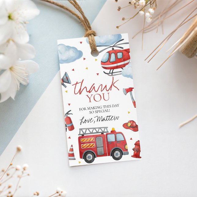Firetruck Birthday Thank You Tag (Creator Uploaded)