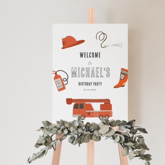 Firetruck Birthday Welcome Foam Board (Creator Uploaded)
