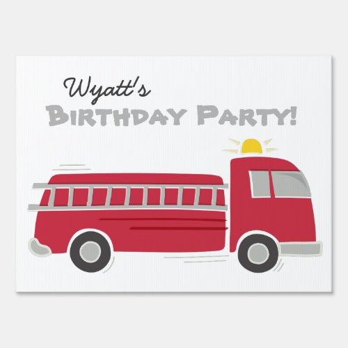 Firetruck Birthday Yard Sign