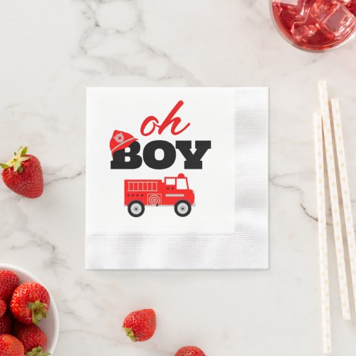 Firetruck Boy Baby Shower Party Napkins