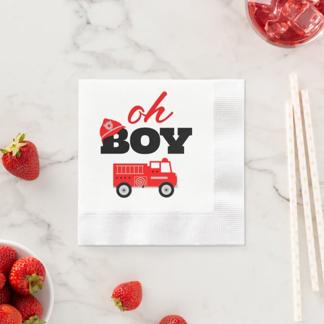 Firetruck Boy Baby Shower Party Napkins (Insitu)
