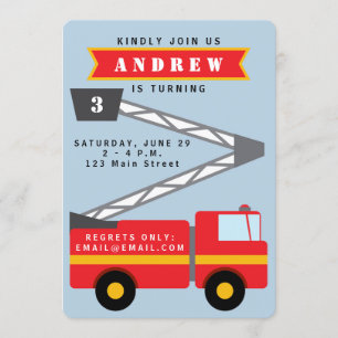 Firetruck Boy's Birthday Invitation