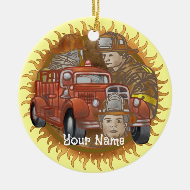 Firetruck Buddy  firefighters ornament (Front)
