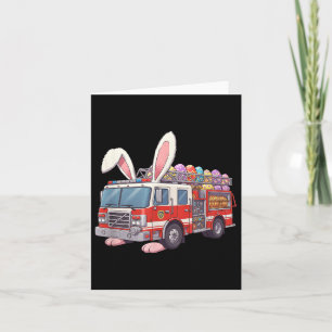 Firetruck Bunny Easter Easter Day Firefighter Boys Card
