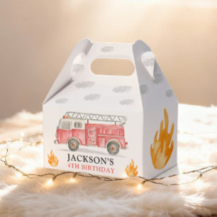 Firetruck Calling All Firefigthers Boy Birthday Favor Boxes