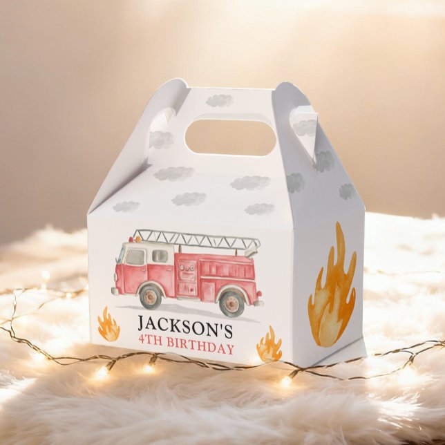 Firetruck Calling All Firefigthers Boy Birthday Favor Boxes (Creator Uploaded)