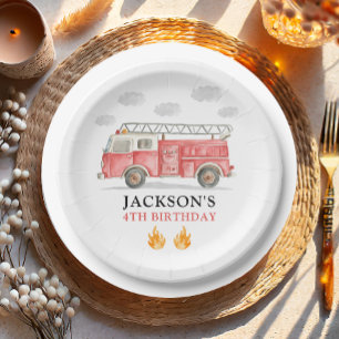 Firetruck Calling All Firefigthers Boy Birthday Paper Plates