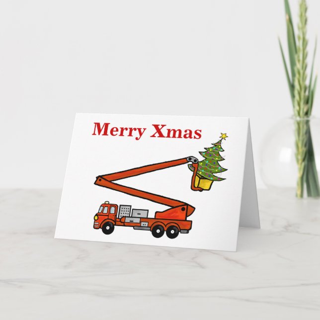 Firetruck Christmas Card   Customize It! (Front)