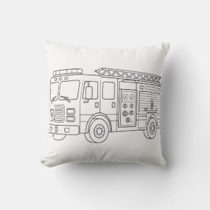 Firetruck Coloring Book Pillow Kids Room Decor