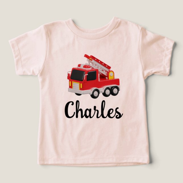 Firetruck Custom Name Toddler T-shirt (Design Front)