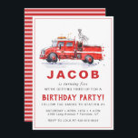 Firetruck & Dalmatian | Firefighter Kids Birthday Invitation<br><div class="desc">Sound the alarm for your birthday party with our Firefighter Invitations! Firefighter Invitations feature a Dalmatian Dog and Fire Engine. Prepare your guests for a smokin' party. Add your custom wording to this design by using the "Edit this design template" boxes on the right hand side of the item, or...</div>