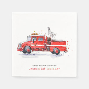 Firetruck & Dalmatian Firefighter Kids Birthday Napkins