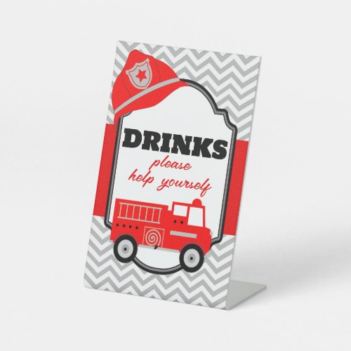 Firetruck Drinks Party Display Pedestal Sign