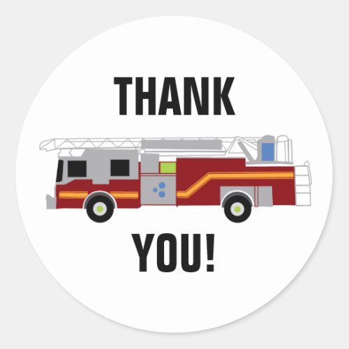 Firetruck Emergency Party Thank You Stickers