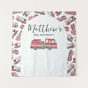 Firetruck Fire Engine Birthday Party Backdrop