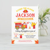 Firetruck Fire Engine Birthday Party Invitations (Standing Front)