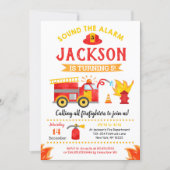 Firetruck Fire Engine Birthday Party Invitations (Front)