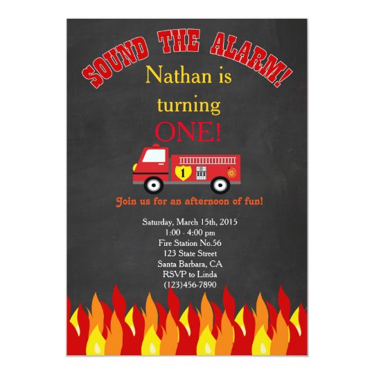 Firetruck Fire Engine First Birthday Party Invite | Zazzle.com