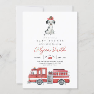 Firetruck Firefighter Baby Shower Invitation