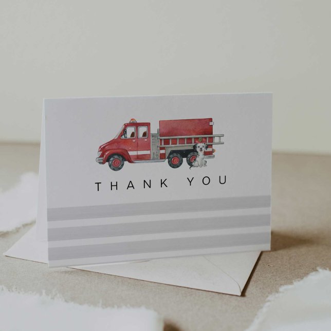 Firetruck Firefighter Baby Shower Thank You Card (Creator Uploaded)
