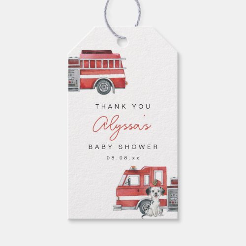 Firetruck Firefighter Baby Shower Thank You Tags