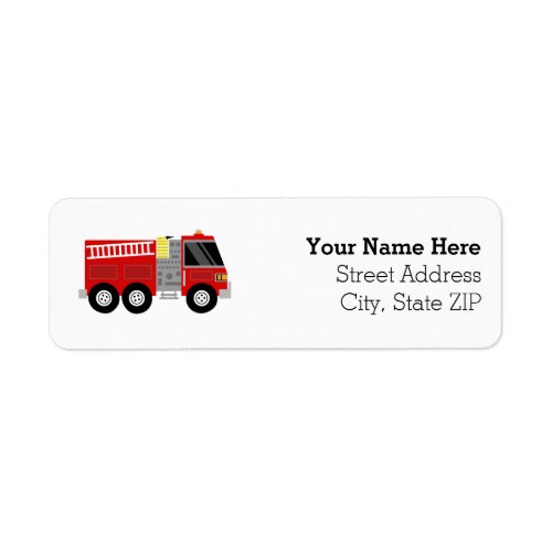 Firetruck Firefighter Birthday Party Label