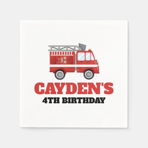 Firetruck Firefighter Birthday Party Napkins