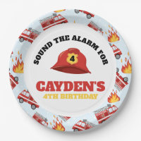 Firetruck Firefighter Birthday Party Paper Plates