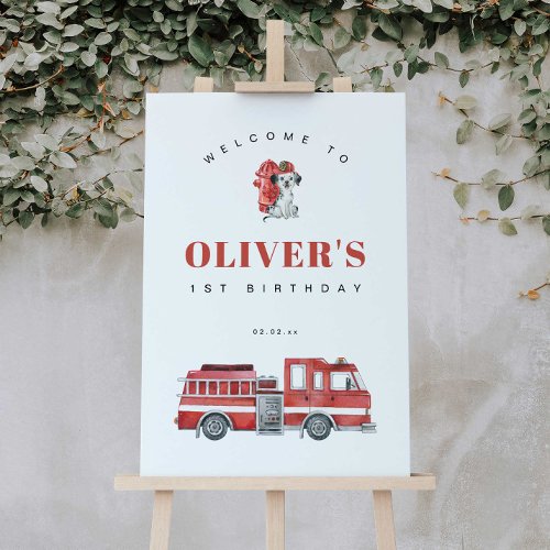 Firetruck Firefighter Birthday Party Welcome Sign