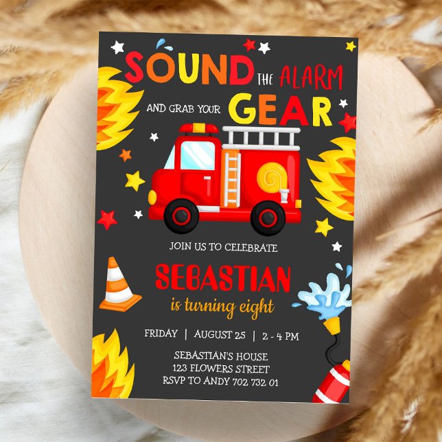 Firetruck Firefighter Boy Birthday Invitation (Creator Uploaded)